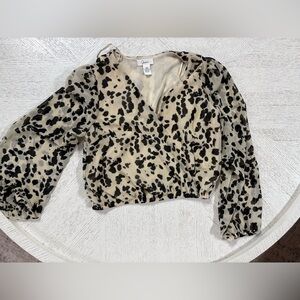Japna Black and Tan Animal Print Blouse